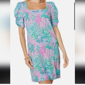 Lilly Pulitzer Haydn Dress Size Lg Multi Banana Split Pink Tropical Beach